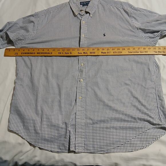Ralph Lauren Men's XL Blake 100% Blue Check Long-Sleeved Button-Up/Down Pony - Picture 9 of 12